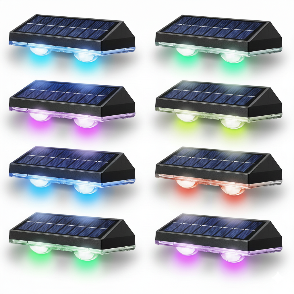 Solar Fence RGB Outdoor 8 Pack Waterproof LED 3 Mode