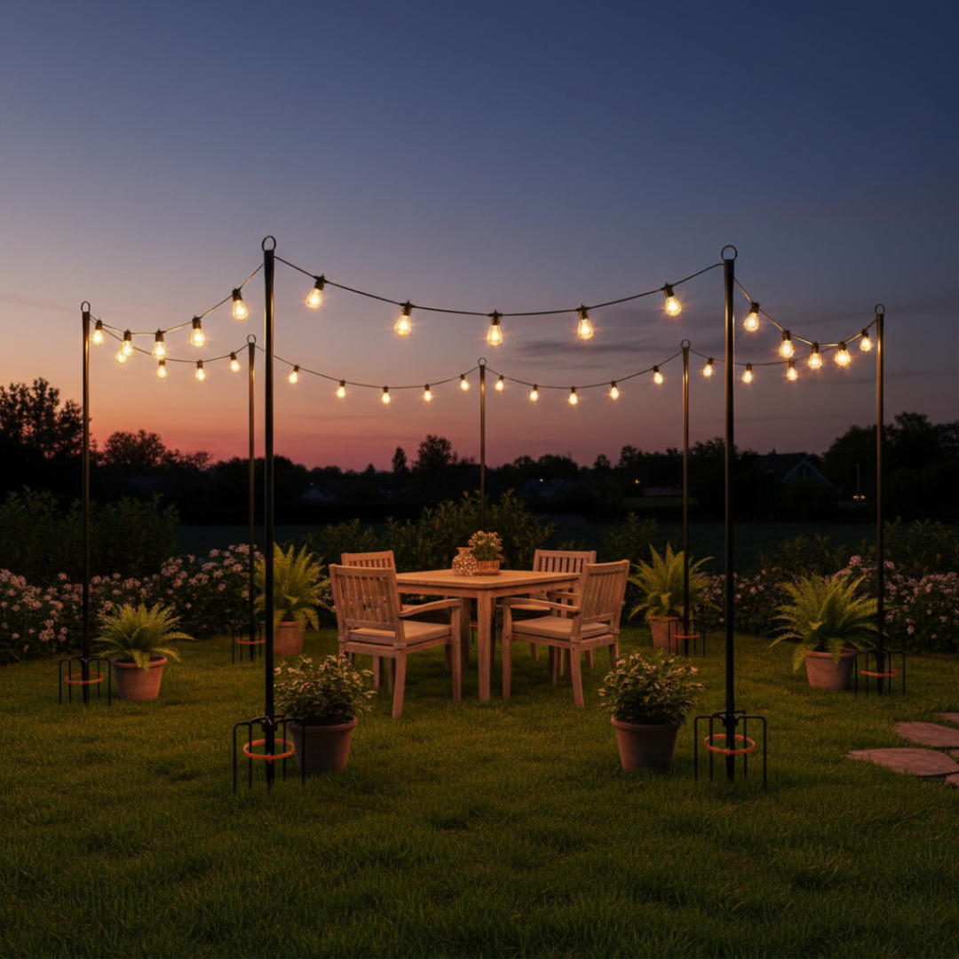 10 Ft String Light Poles 4 Pack