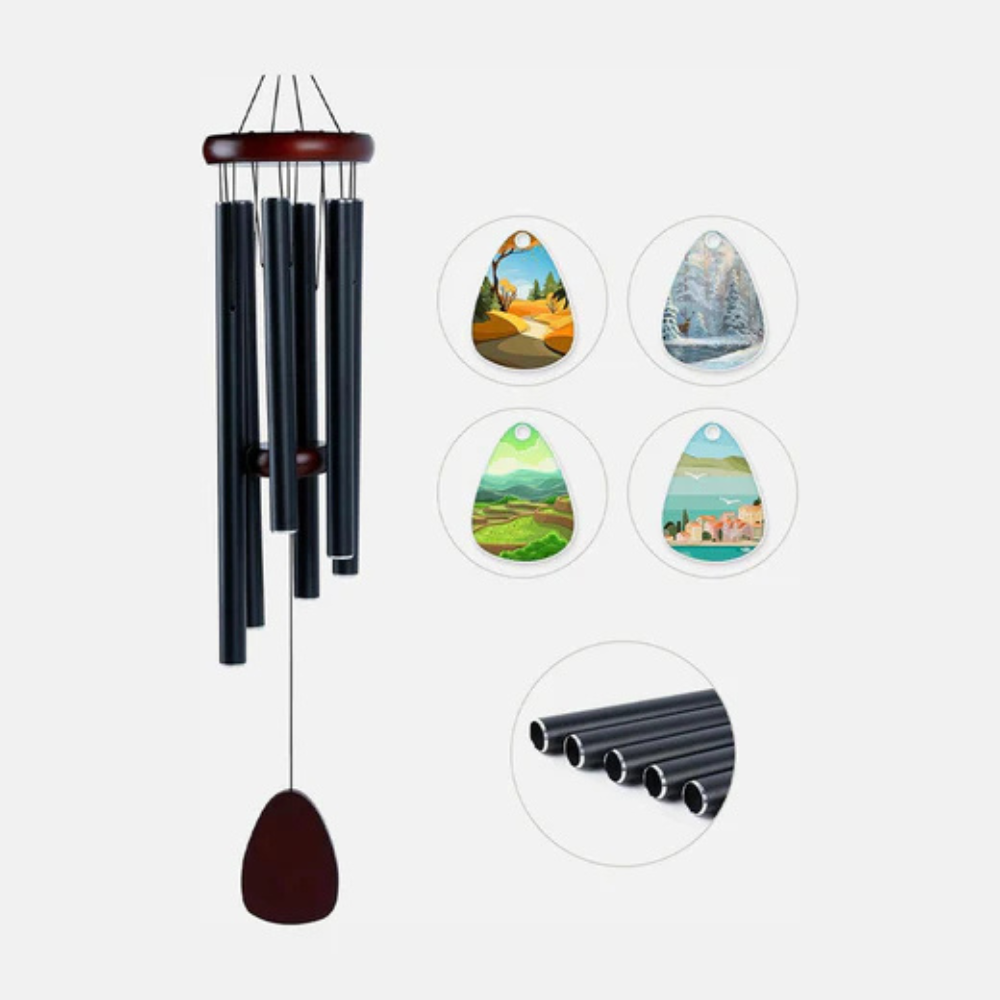 Aluminium Hanging Wind Chime With Pendant For Sublimation-Solar Wind LED Chime