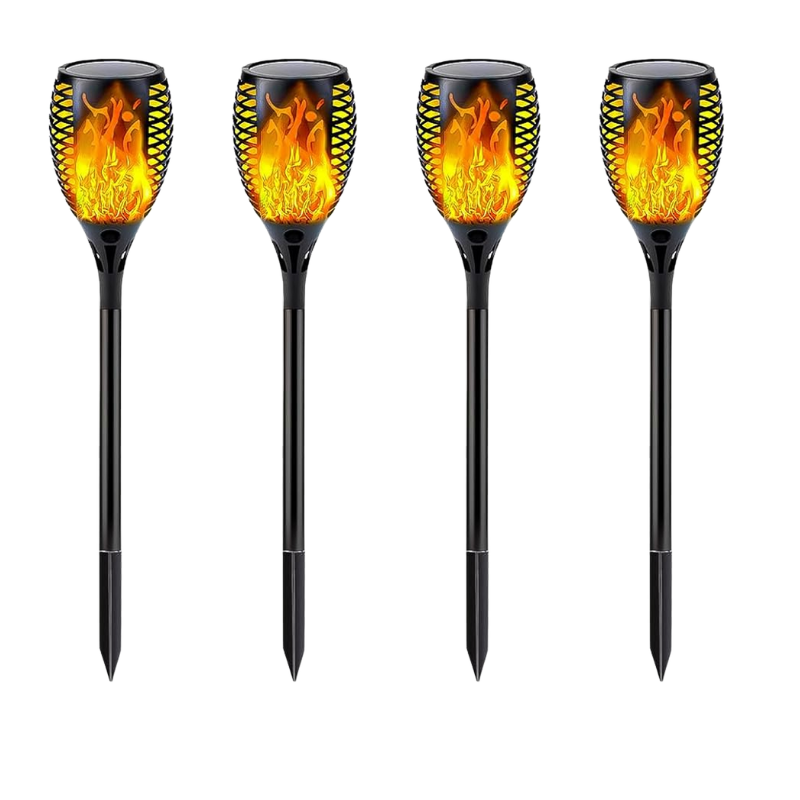 Large Flickering Flame Solar Torch Lights For Outdoor Halloween