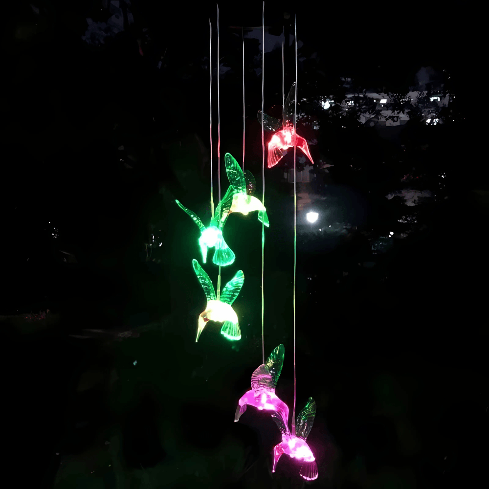 Humming Bird Solar Wind Chime-Solar Wind LED Chime