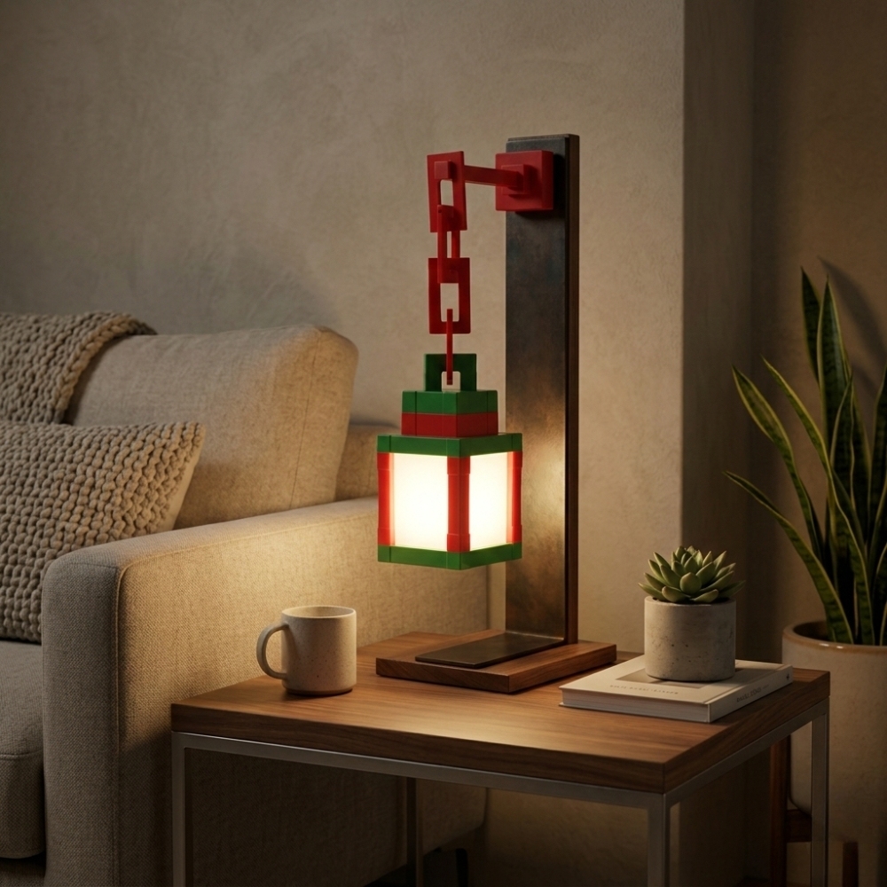 Pixel Minecraft Soul Lantern Night Lamp 16 Color RGB Rechargeable Light Remote Control Handmade