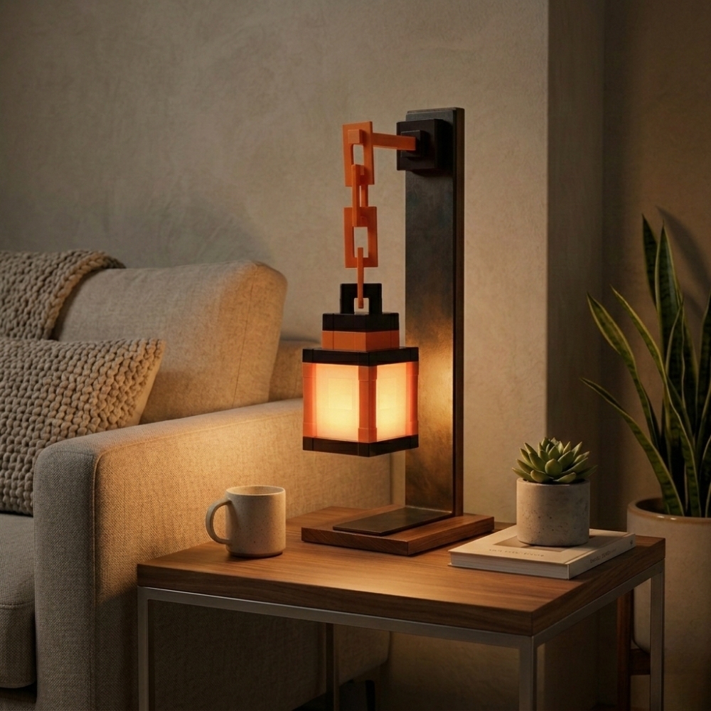 Pixel Minecraft Soul Lantern Night Lamp 16 Color RGB Rechargeable Light Remote Control Handmade