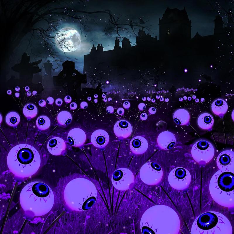 Halloween Themed 12 LED Solar Eyeball Lights Set With 2 Lighting Modes