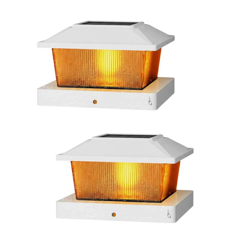 Flickering Flame Solar Post Cap Lights for Outdoor Deck and Fence