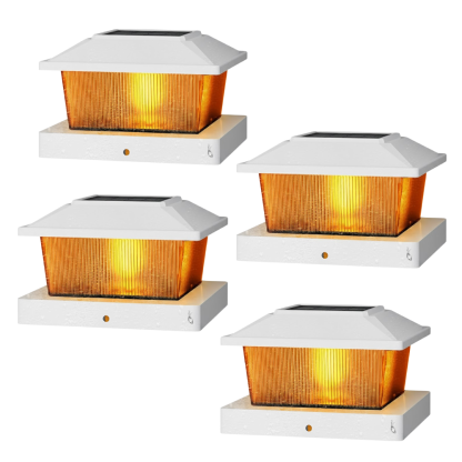 Flickering Flame Solar Post Cap Lights for Outdoor Deck and Fence