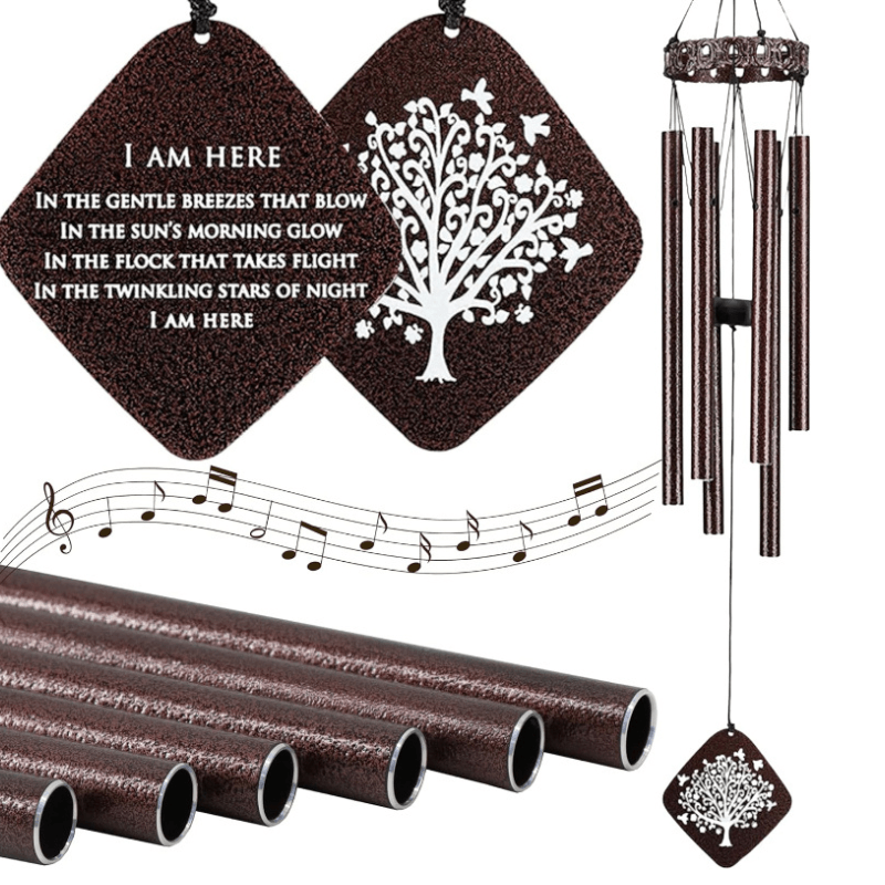 Tree Wind Chime With Inspirational Verse-Solar Wind LED Chime