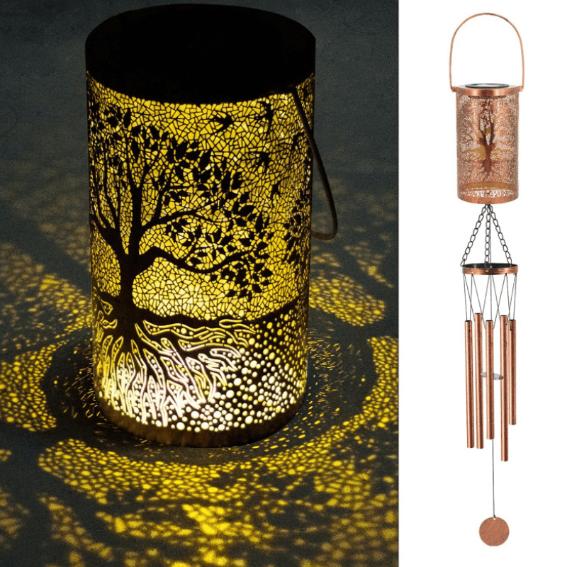 Hanging Solar Lantern Chime Set-Solar Wind LED Chime