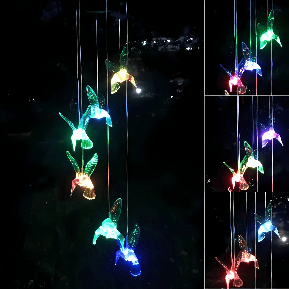 Humming Bird Solar Wind Chime-Solar Wind LED Chime
