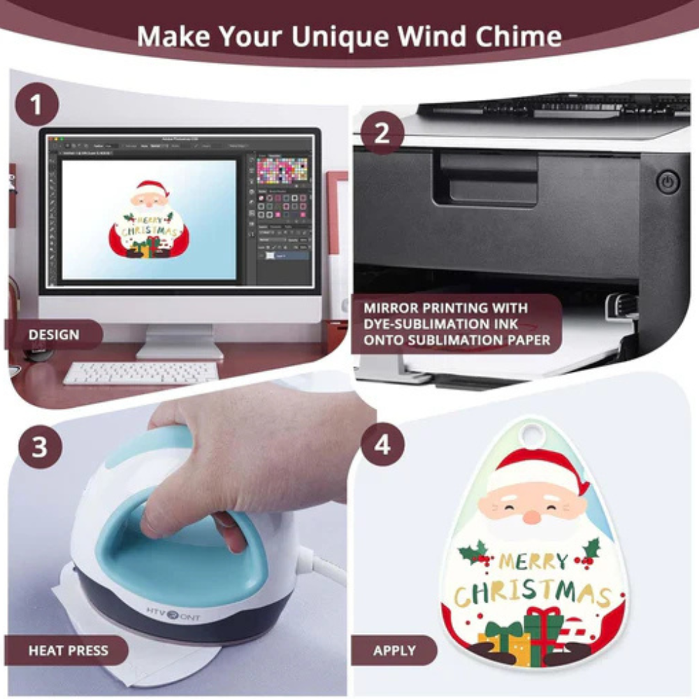 Aluminium Hanging Wind Chime With Pendant For Sublimation-Solar Wind LED Chime