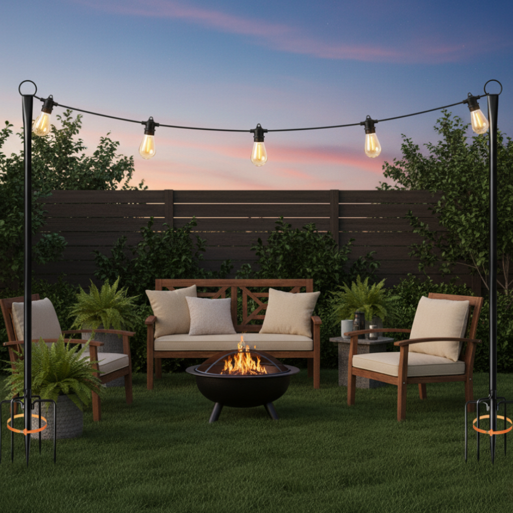 2 Pack 10FT Outdoor String Light Poles