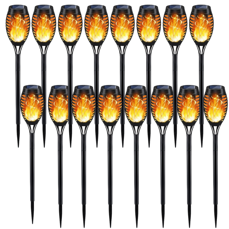 Solar Torch Light With Flickering Flame For Outdoor Garden Decor
