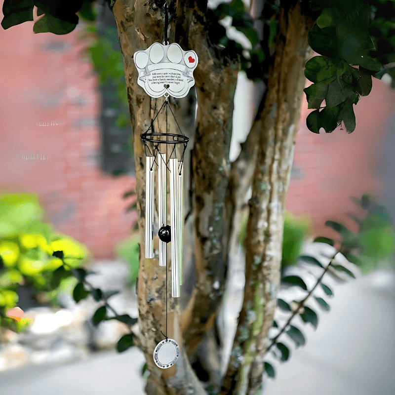 Metal Pawprint Wind Chime-Solar Wind LED Chime