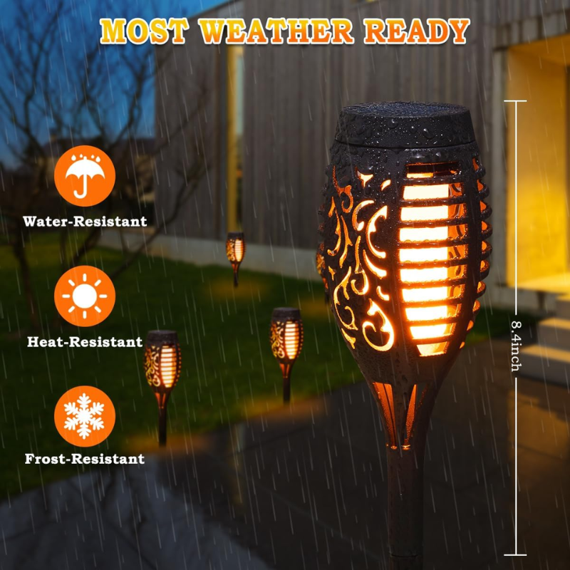 Pack Of 10 Solar Torch Lights With Flickering Flame For Halloween