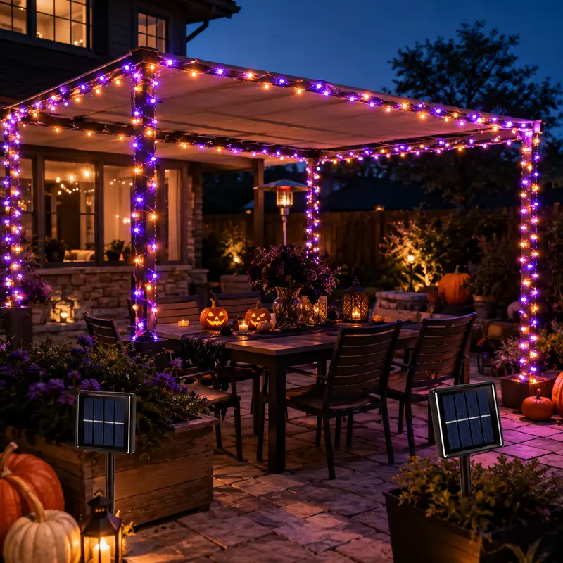 Pack Of 2 Halloween Solar LED String Lights Set With 8 Lighting Modes