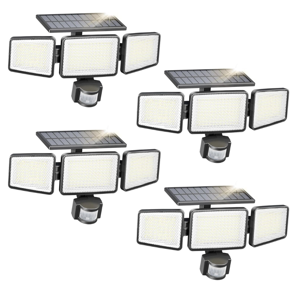 302 LEDs Solar Powered Waterproof Wall Mounted Flood Lights