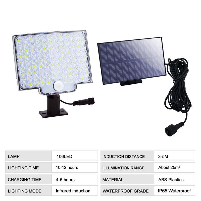 106 LED Outdoor Solar Light – Motion Sensor Security Lamp-Solar Wind LED Chime