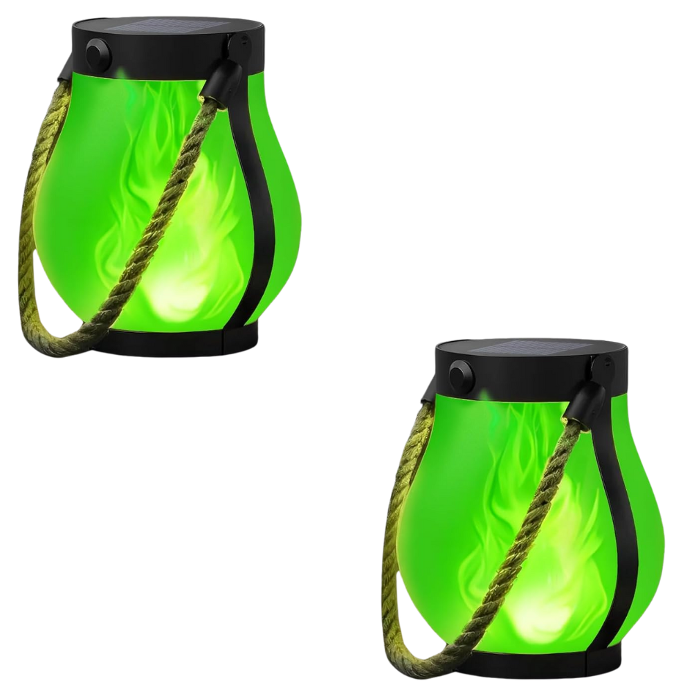 Outdoor Solar Lanterns Waterproof With Flickering Flame Dual Charge
