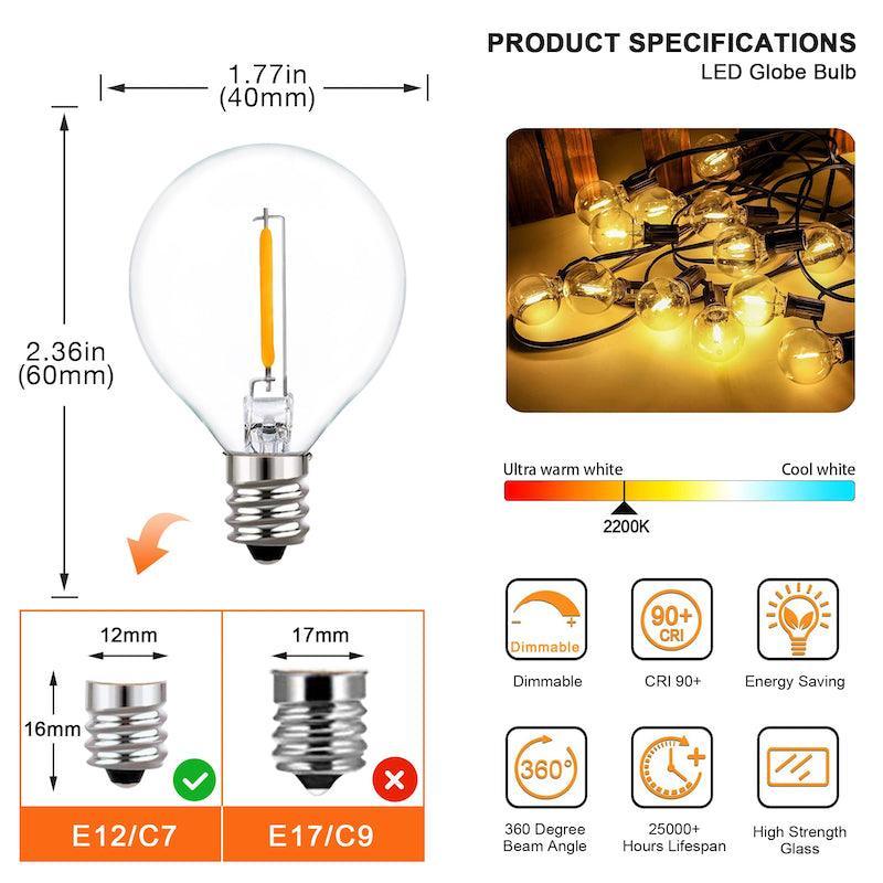 Fairy Outdoor Glass Bulbs – Elegant Chain Lighting-Solar Wind LED Chime