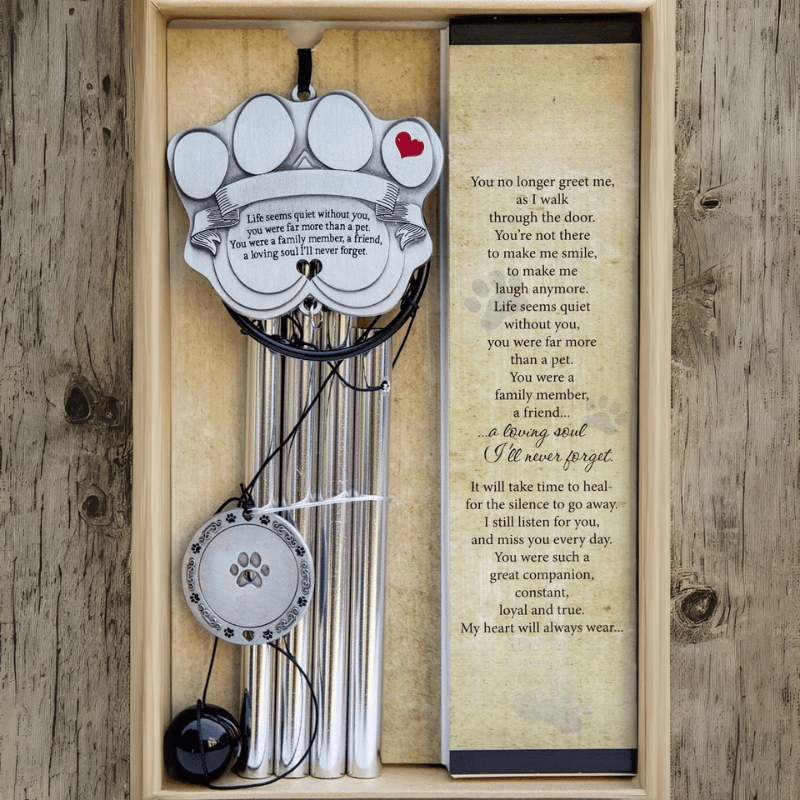Metal Pawprint Wind Chime-Solar Wind LED Chime