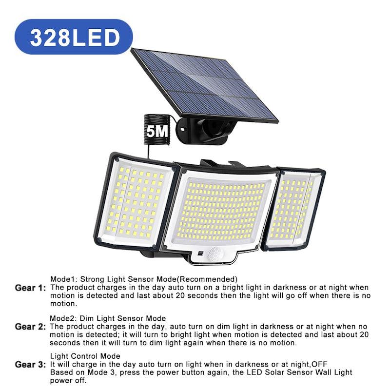 328 LED Solar Lamp Outdoor – Motion Activated Waterproof Light-Solar Wind LED Chime