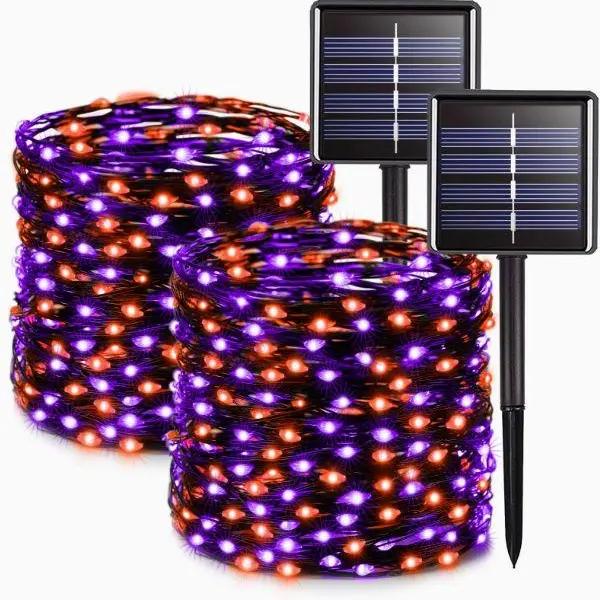 Pack Of 2 Halloween Solar LED String Lights Set With 8 Lighting Modes