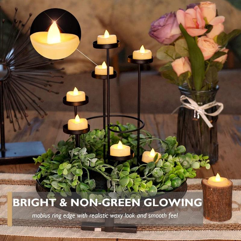 Pack 50 LED Tea Lights – Safe Flameless Battery Candles-Solar Wind LED Chime