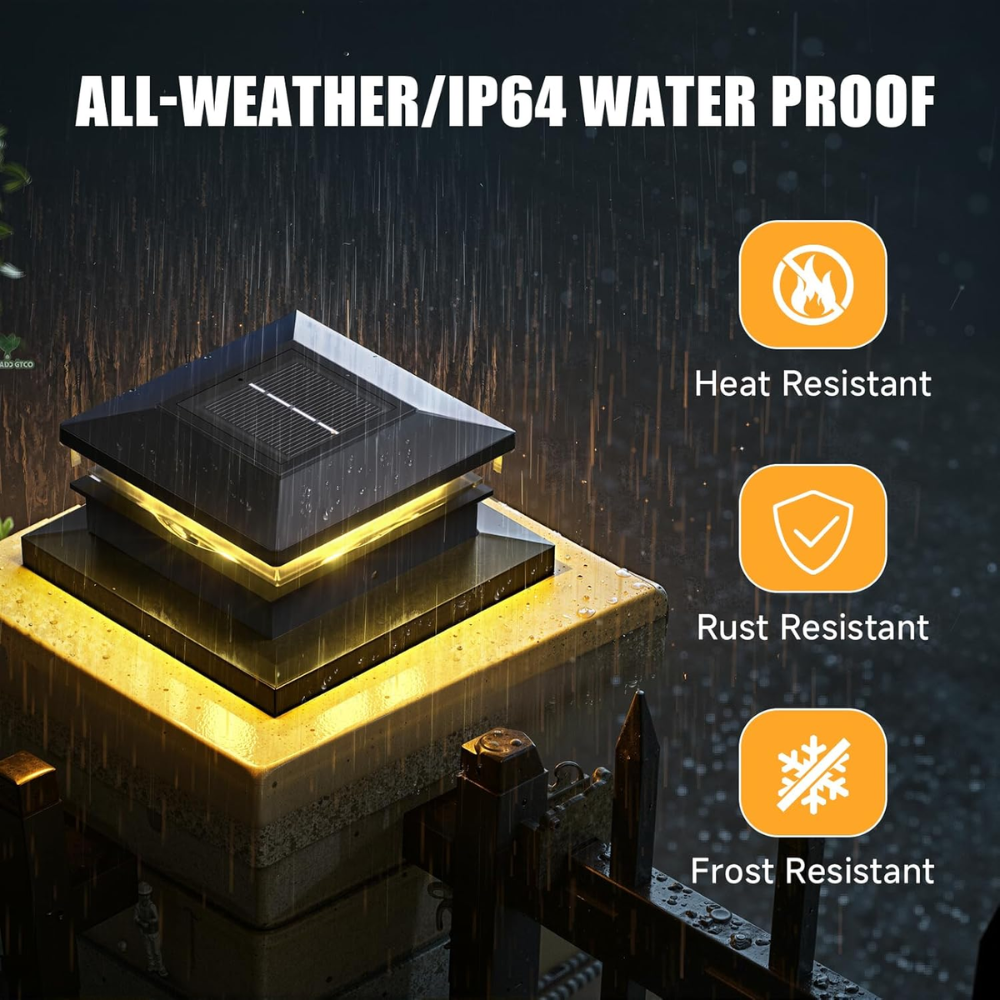 Pack Of 12 Solar Powered Post Cap Lights For Fence And Deck