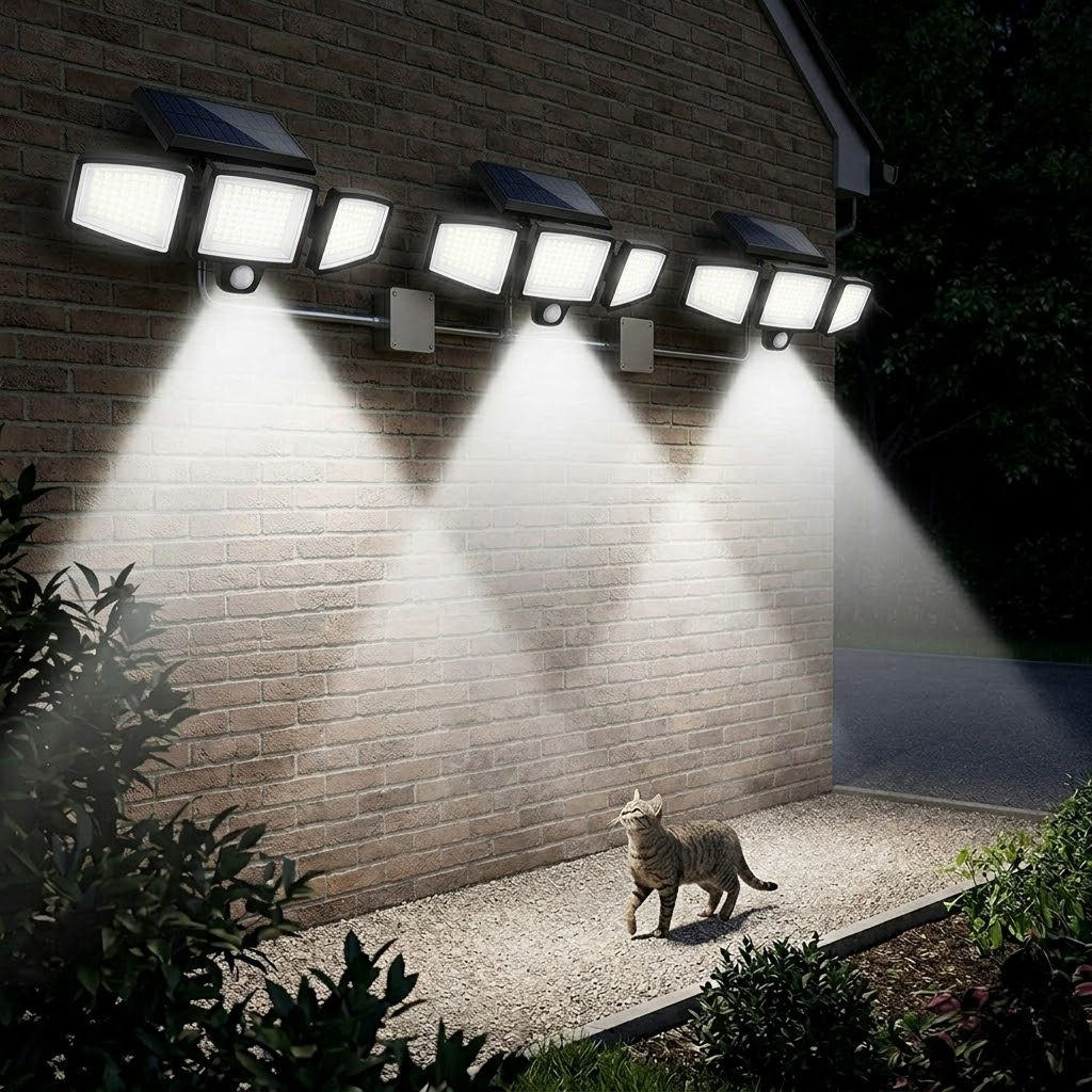 Solar Security Lights Outdoor 2500LM 210 LED Motion Sensor Flood Lights With Remote