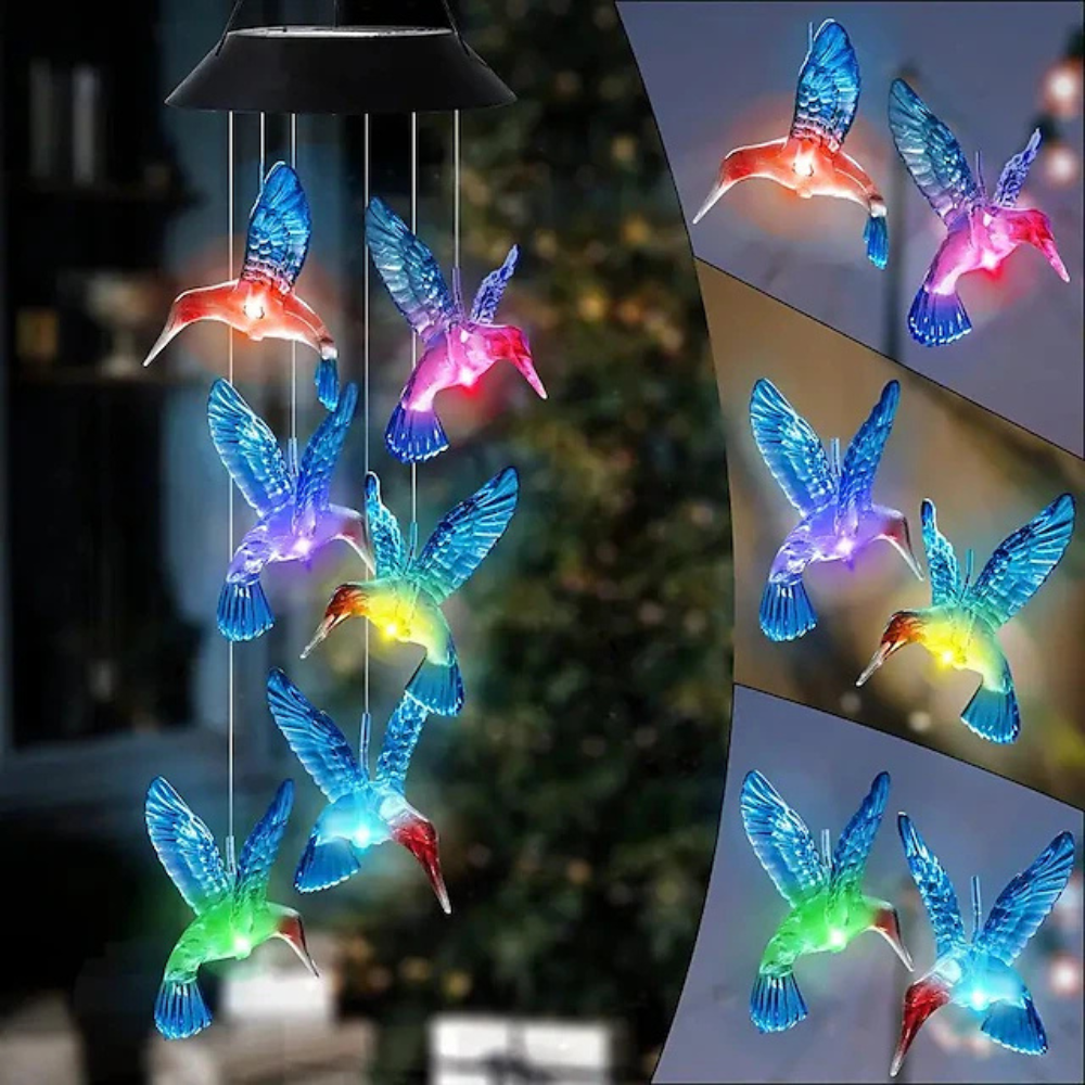 Solar Hummingbird Outdoor Lights For Home Garden And Window Decoration-Solar Wind LED Chime