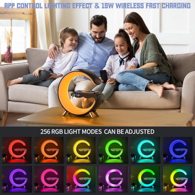 4 Mode LED Clock Night Light – Wireless Charger Speaker-Solar Wind LED Chime