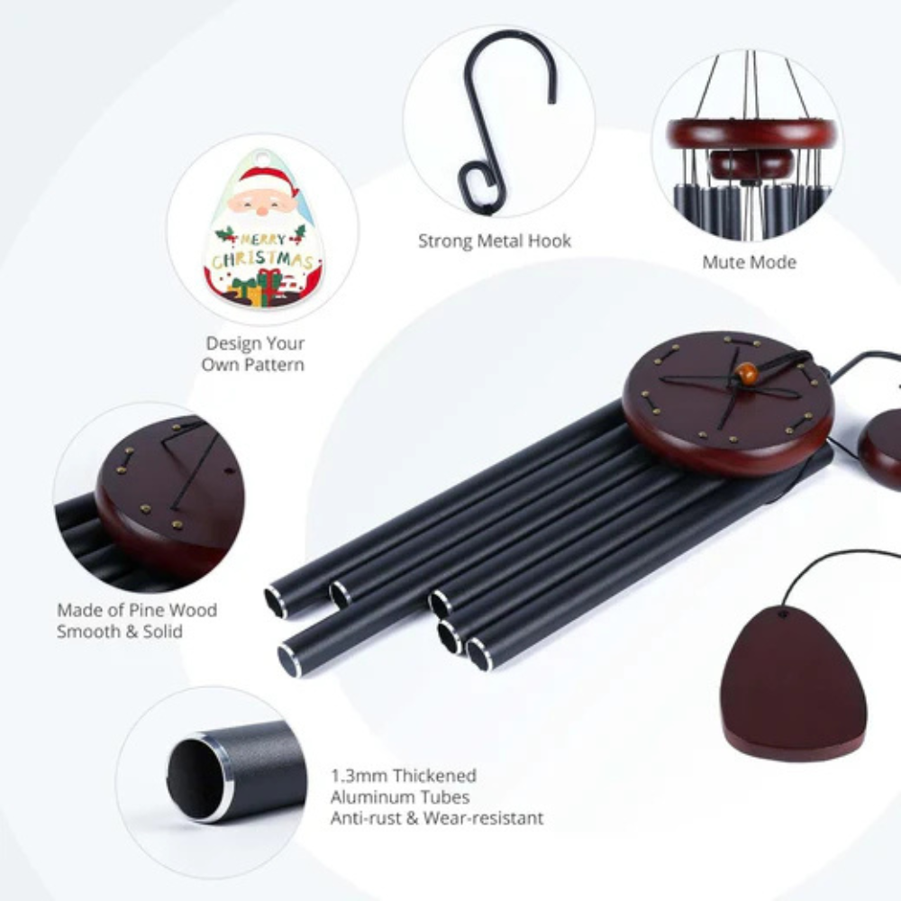 Aluminium Hanging Wind Chime With Pendant For Sublimation-Solar Wind LED Chime