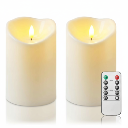 Dripping Wax Flameless LED Pillar Candles Battery Operated With Remote Control And Timer