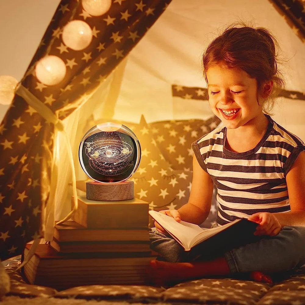 Glowing Planetary Crystal Ball – Elegant LED Night Light-Solar Wind LED Chime