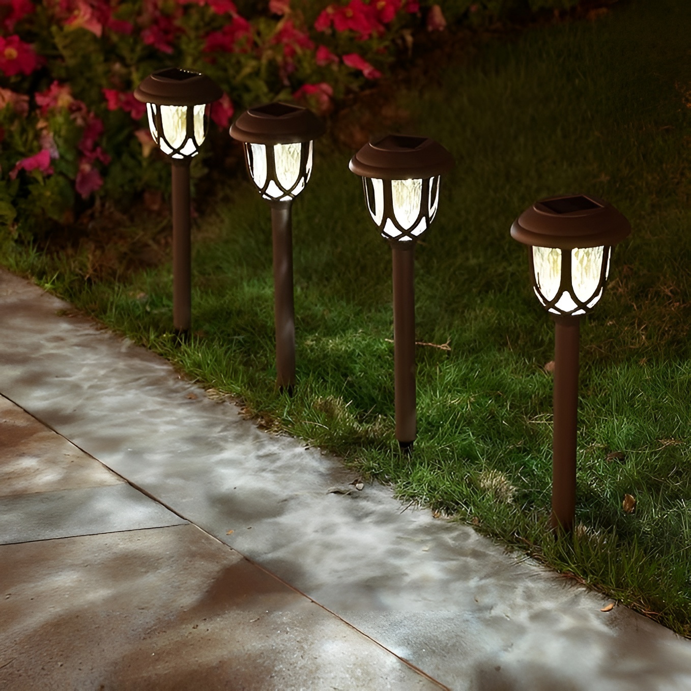 Pack Of 10 Solar Pathway Lights For Outdoor Garden