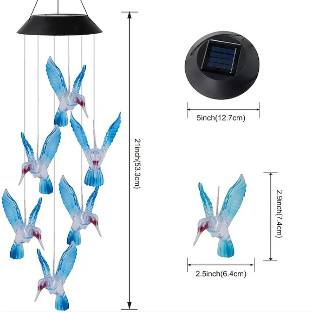 Solar Hummingbird Outdoor Lights For Home Garden And Window Decoration-Solar Wind LED Chime