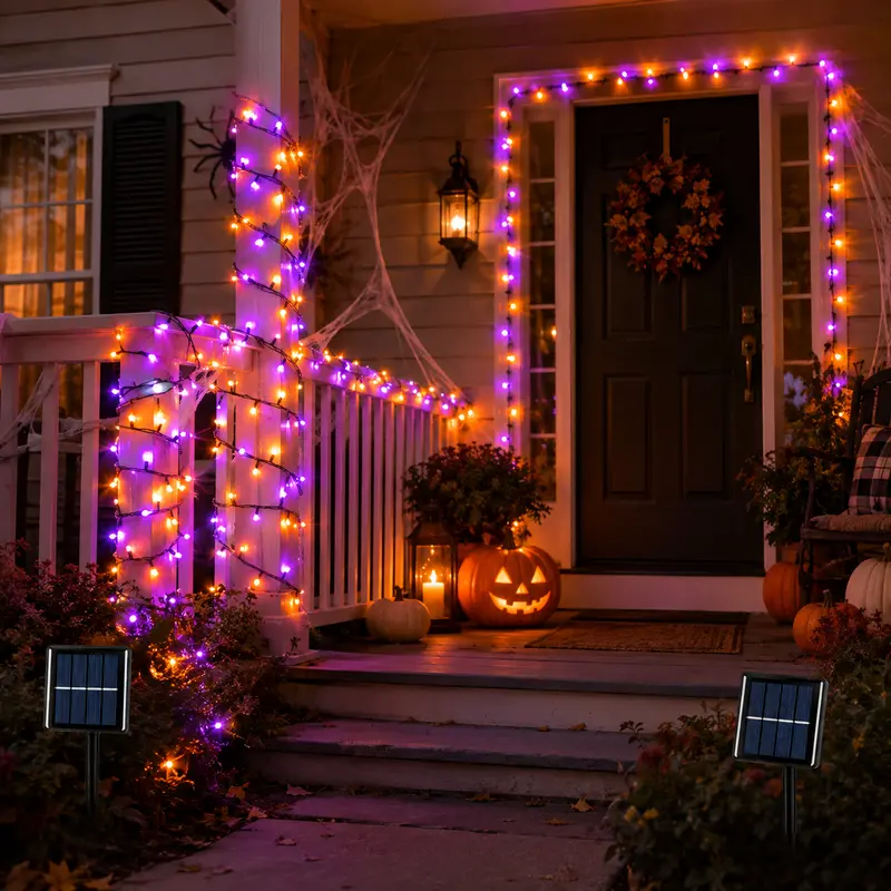 Pack Of 2 Halloween Solar LED String Lights Set With 8 Lighting Modes