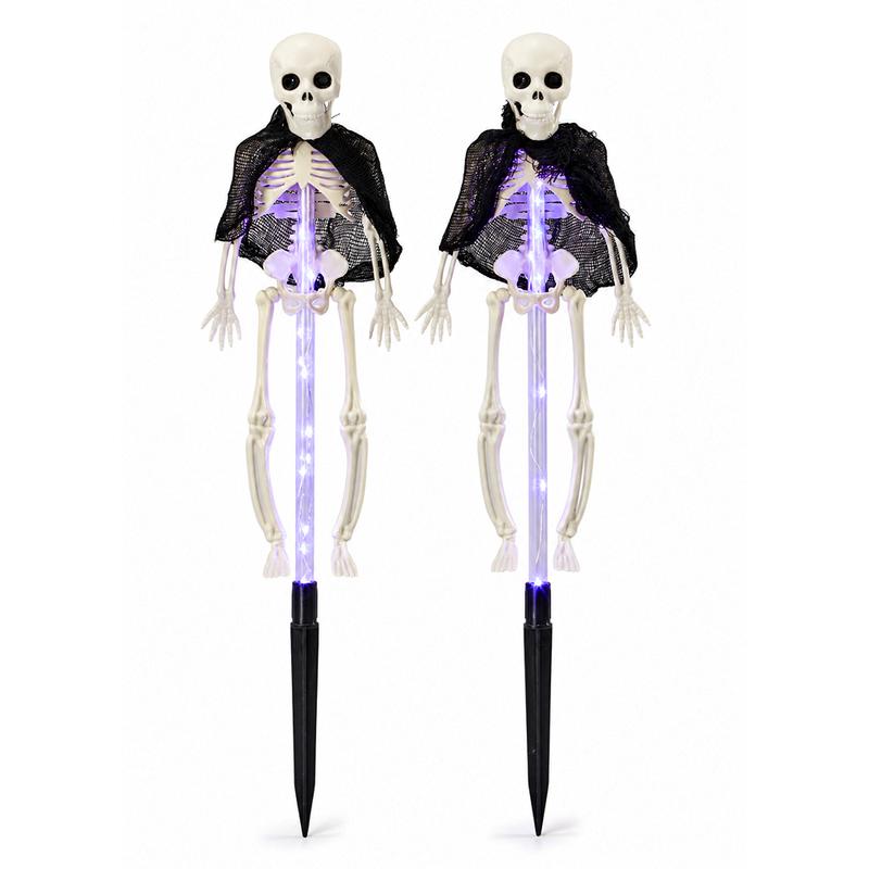 Pack Of 2 Halloween Themed Solar LED Stake Lights Set For Lawn And Porch Decor