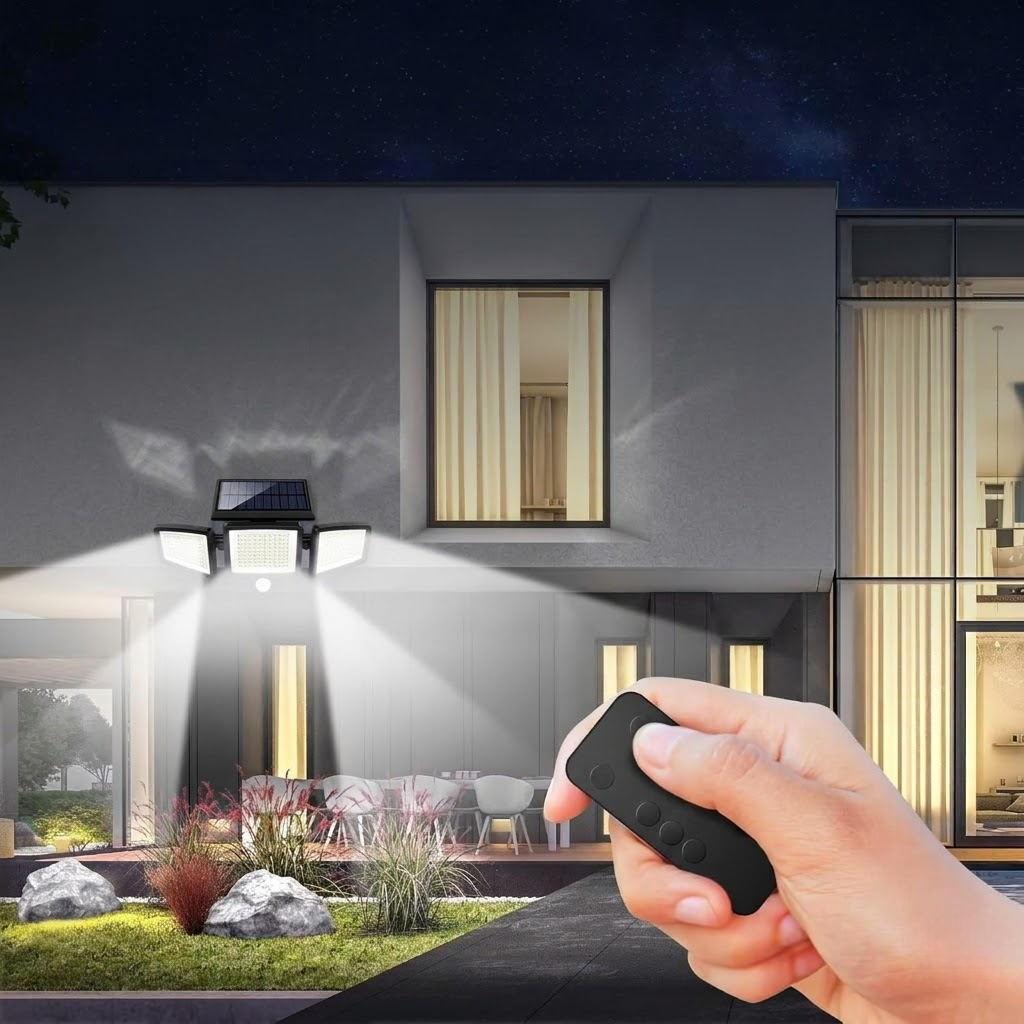 Solar Security Lights Outdoor 2500LM 210 LED Motion Sensor Flood Lights With Remote