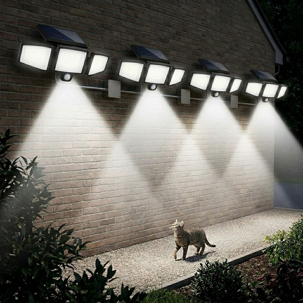 Solar Security Lights Outdoor 2500LM 210 LED Motion Sensor Flood Lights With Remote