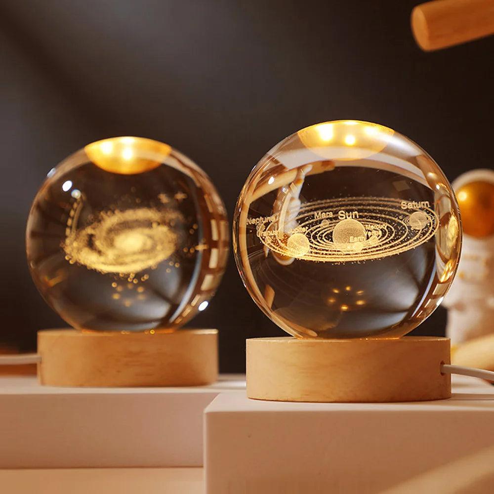 Glowing Planetary Crystal Ball – Elegant LED Night Light-Solar Wind LED Chime