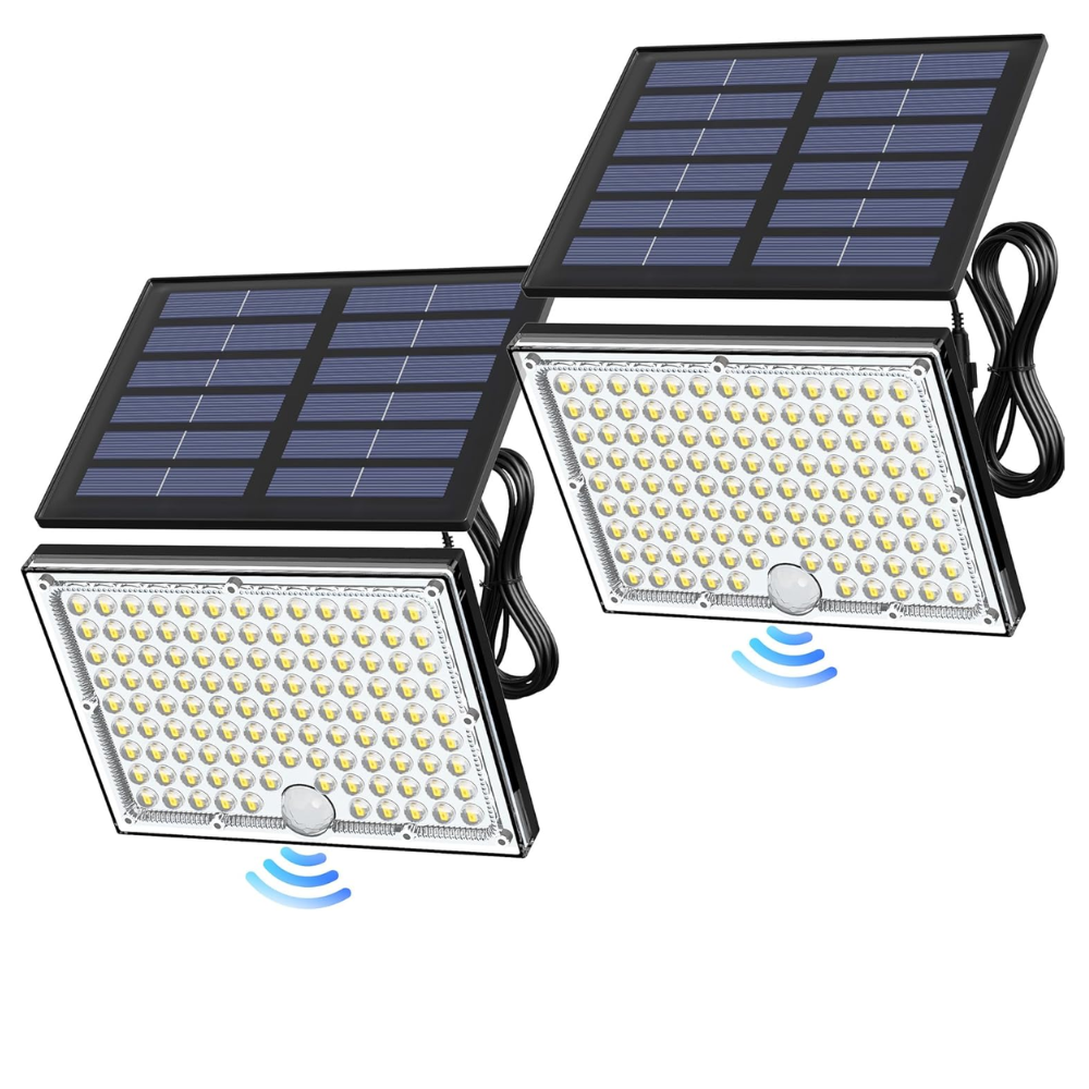 Solar Motion Sensor Flood Lights With 113 LED Outdoor Security Waterproof Spotlights