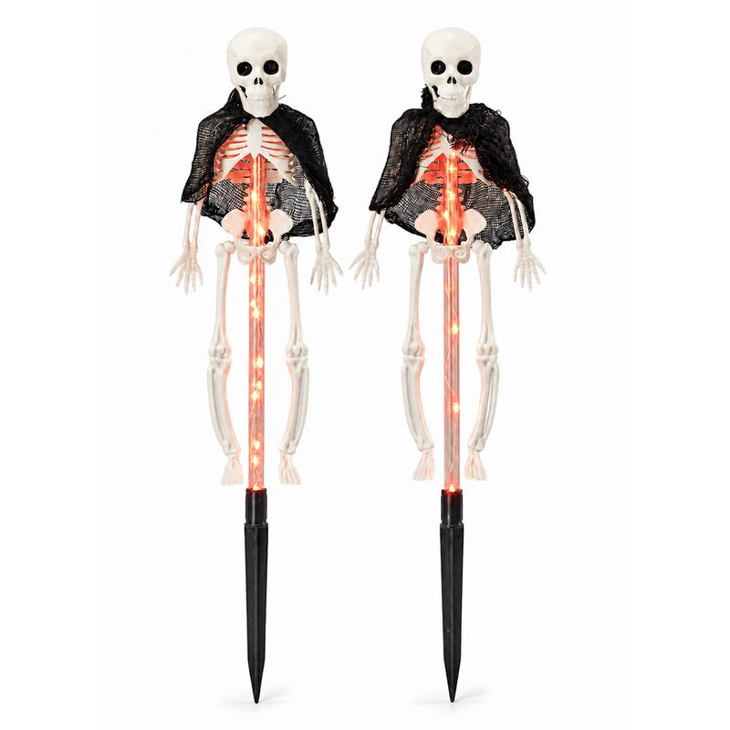 Pack Of 2 Halloween Themed Solar LED Stake Lights Set For Lawn And Porch Decor