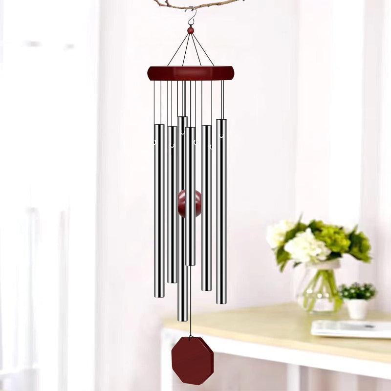 Hanging Wind Chime With Wooden Suspension-Solar Wind LED Chime