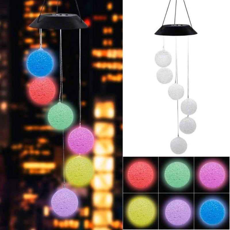 Solar Powered Outdoor Hanging LED Globe Wind Chime-Solar Wind LED Chime