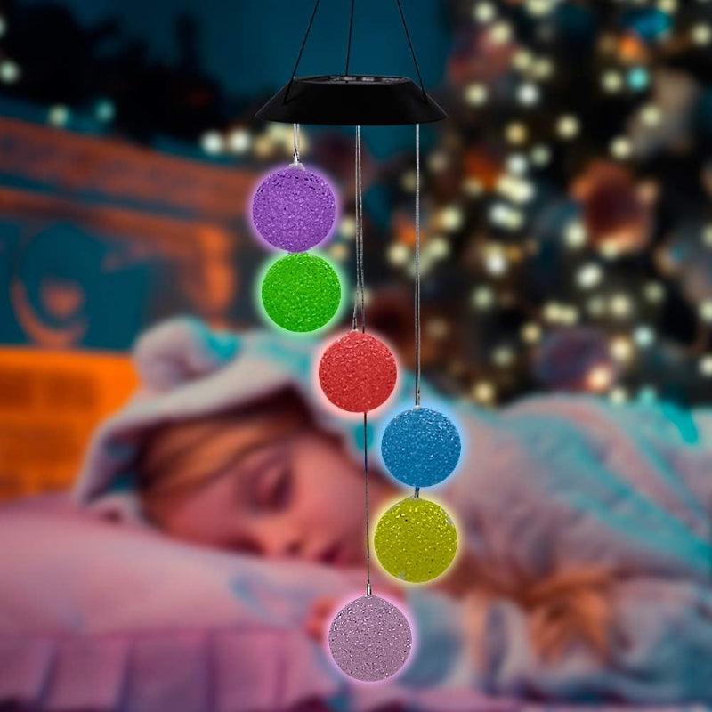 Solar Powered Outdoor Hanging LED Globe Wind Chime-Solar Wind LED Chime