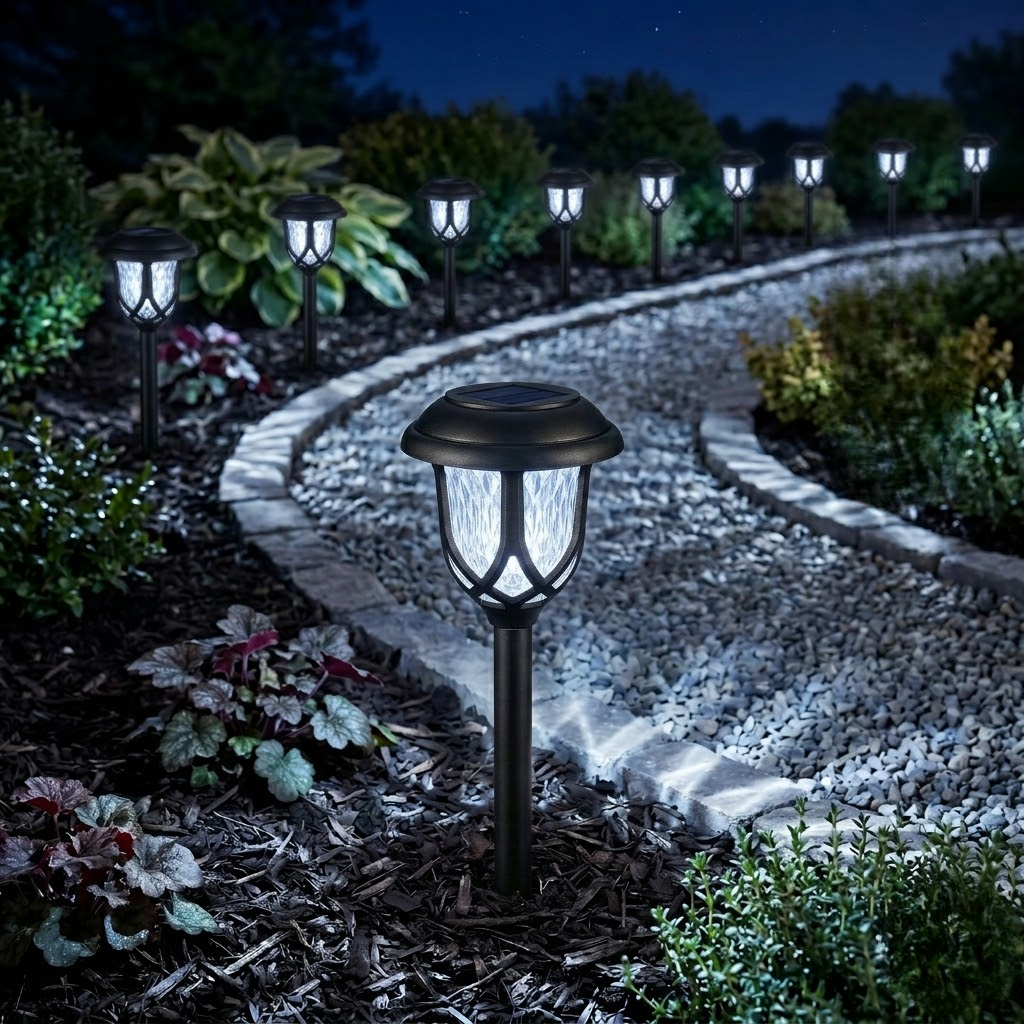Pack Of 10 Solar Pathway Lights For Outdoor Garden