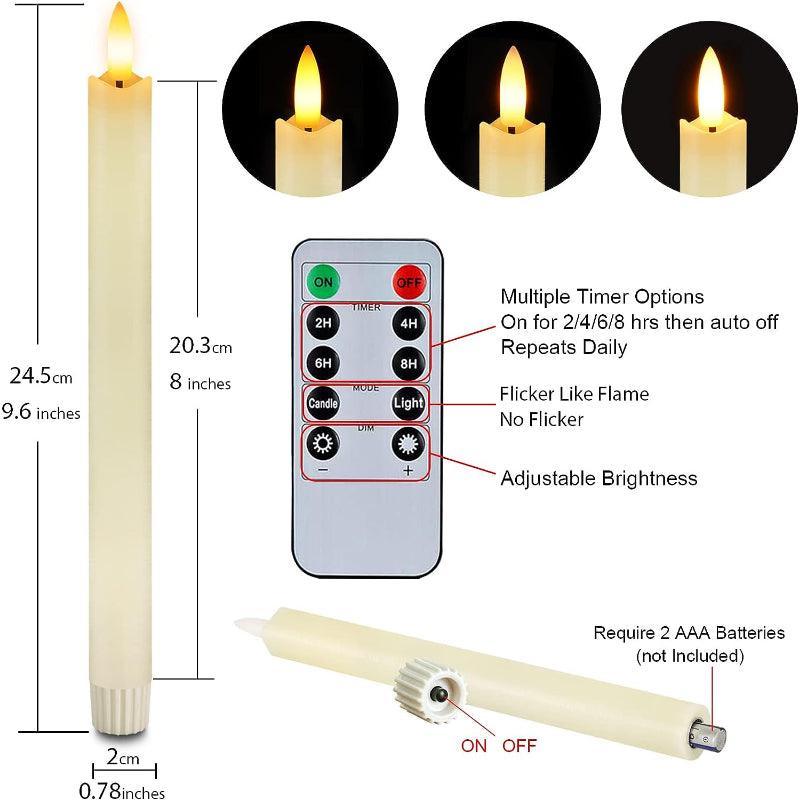 6 Pairs Flameless Taper Candles – Elegant LED Home Décor-Solar Wind LED Chime