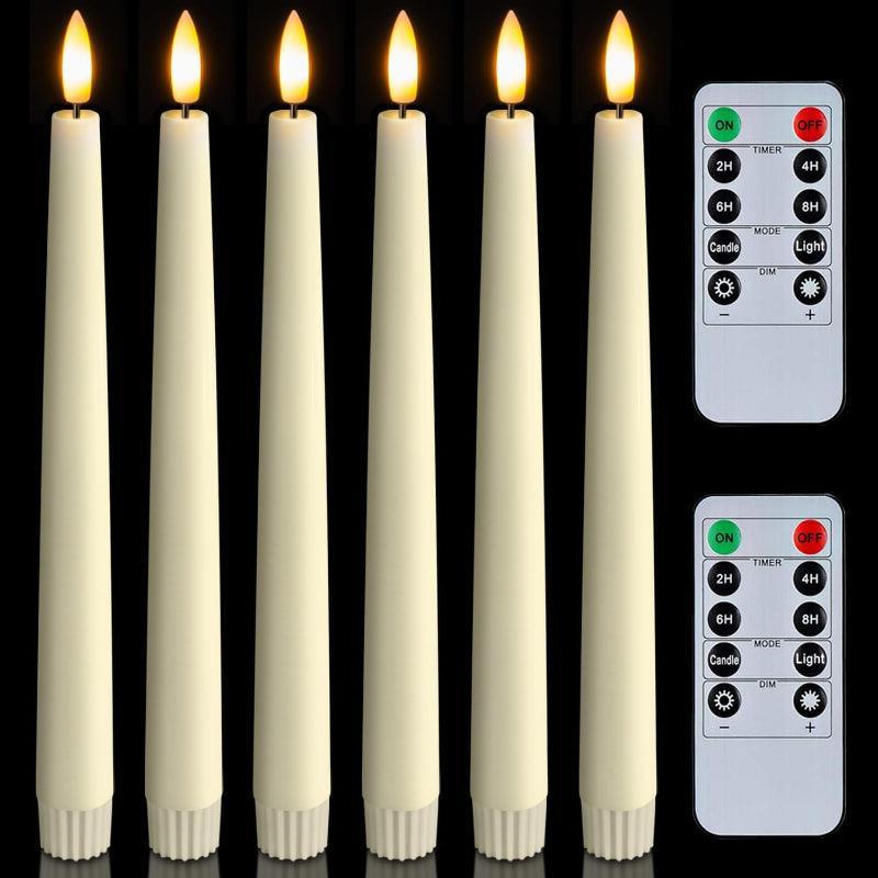 6 Waxy Flameless Taper Candles – Stable and Convenient-Solar Wind LED Chime