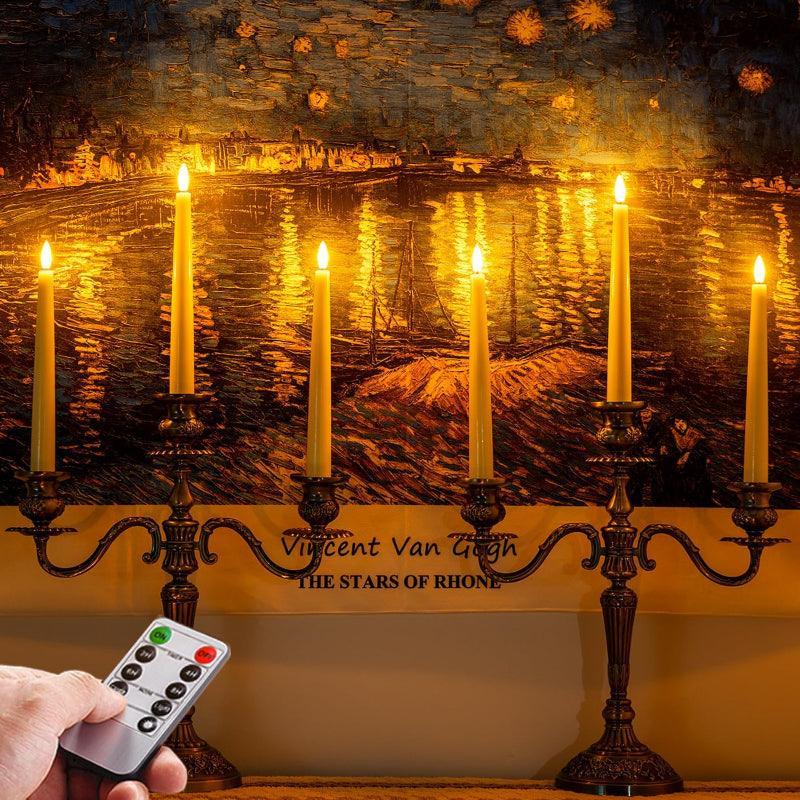 6 Waxy Flameless Taper Candles – Stable and Convenient-Solar Wind LED Chime